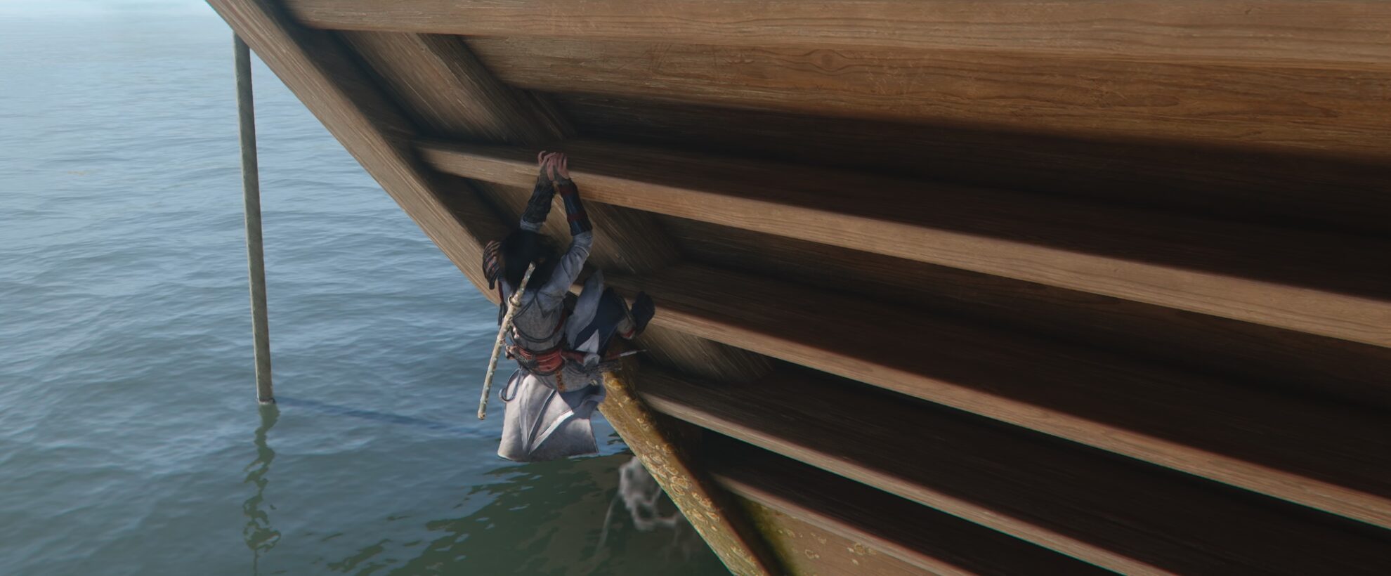 Climb up the back of the ship