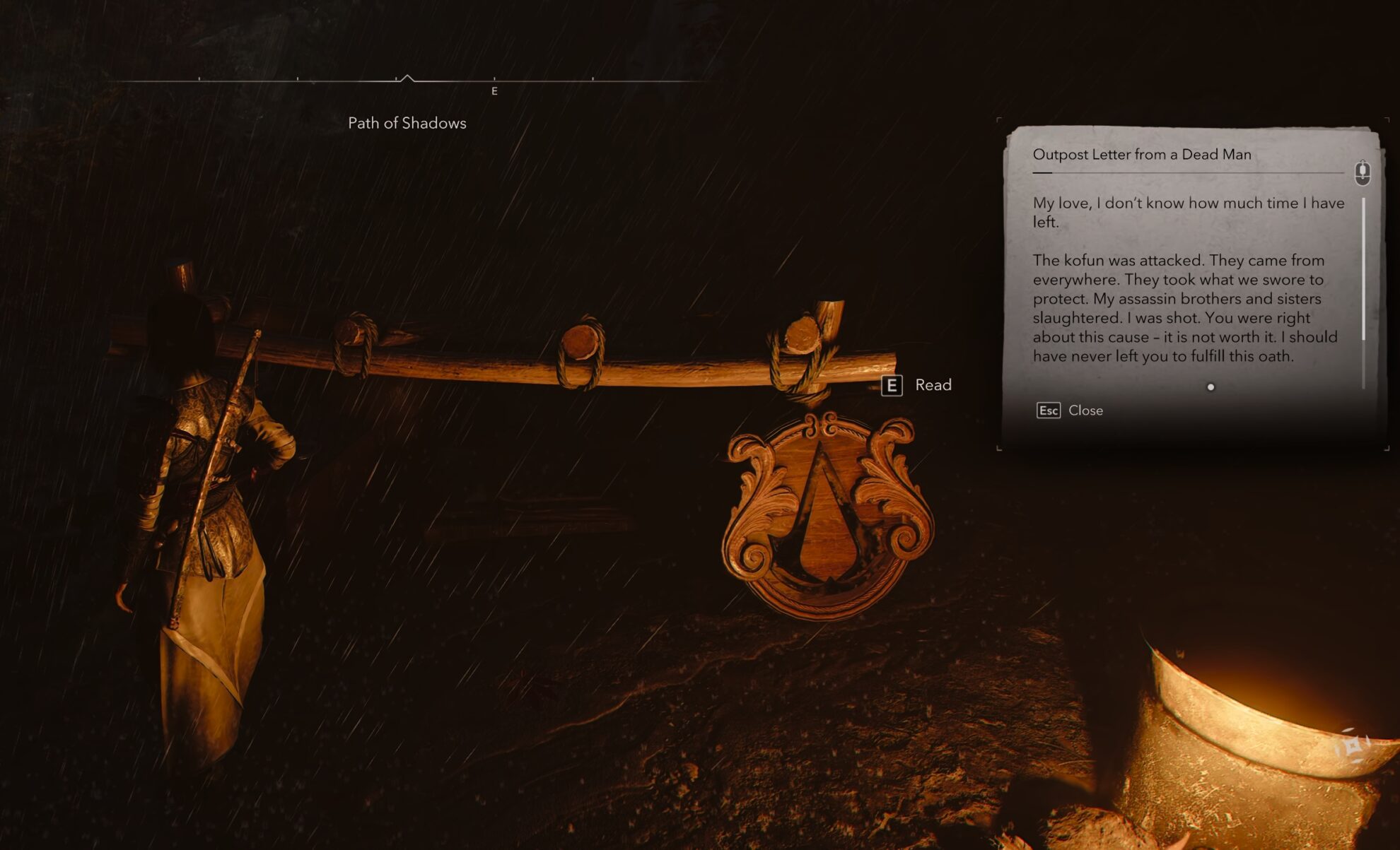 Kakushiba Ikki letter at Iga Assassin Outpost