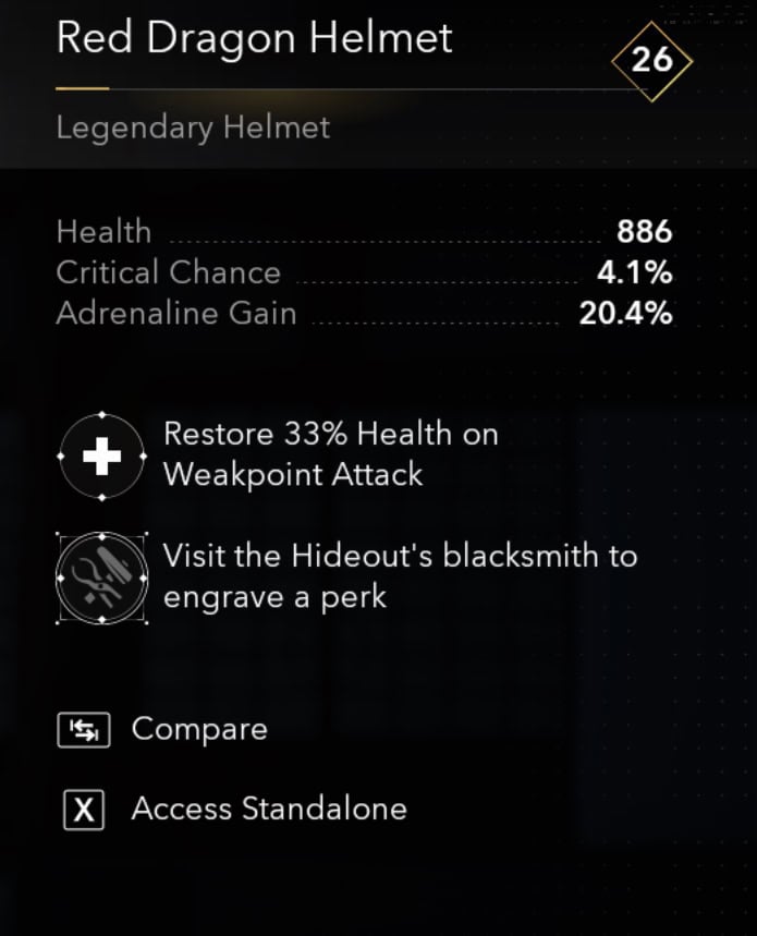 Red Dragon Helmet Stats