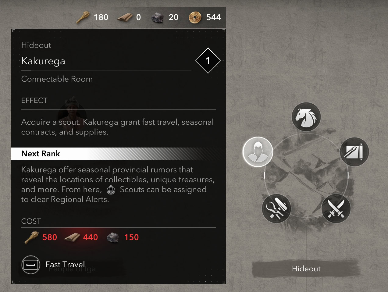 The Hideout on the Objectives Board