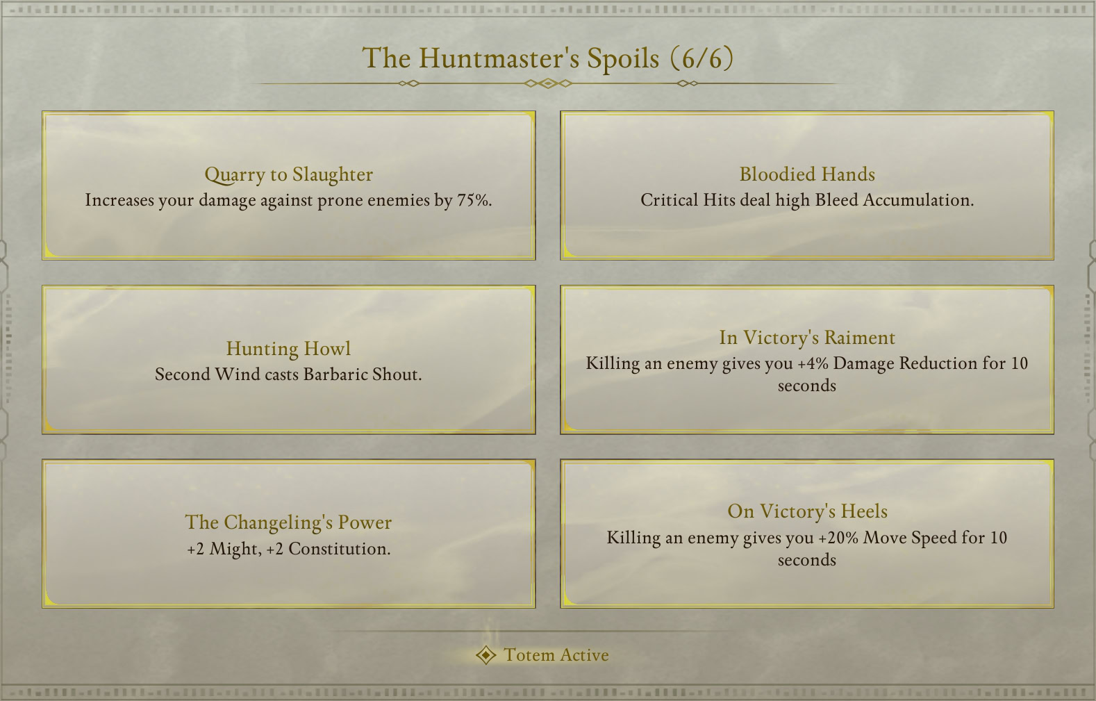 The Huntmaster's Spoils Buffs
