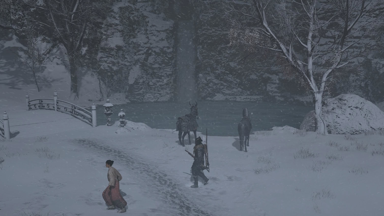 Yasuke and Rin at the waterfall