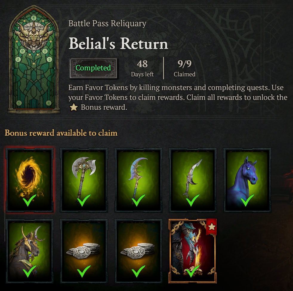 Season 8's Free Reliquary