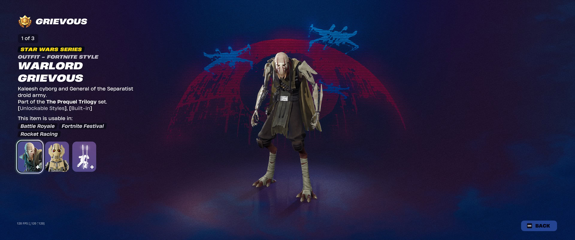 Fortnite Warlord Grievous reward