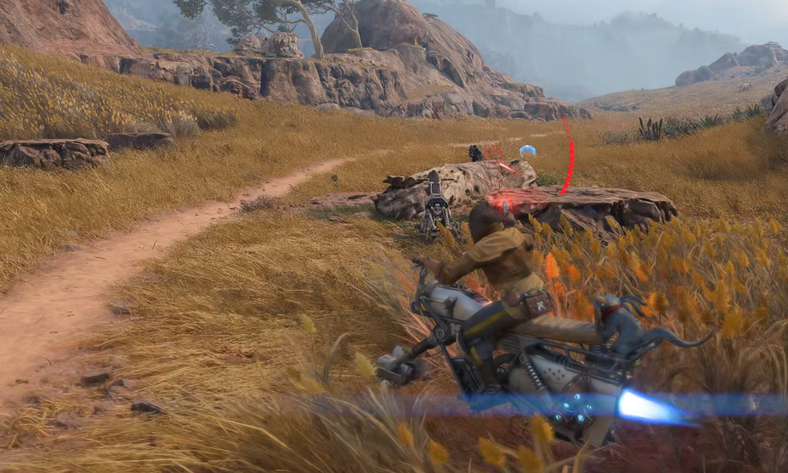 Kay shooting from her Speeder