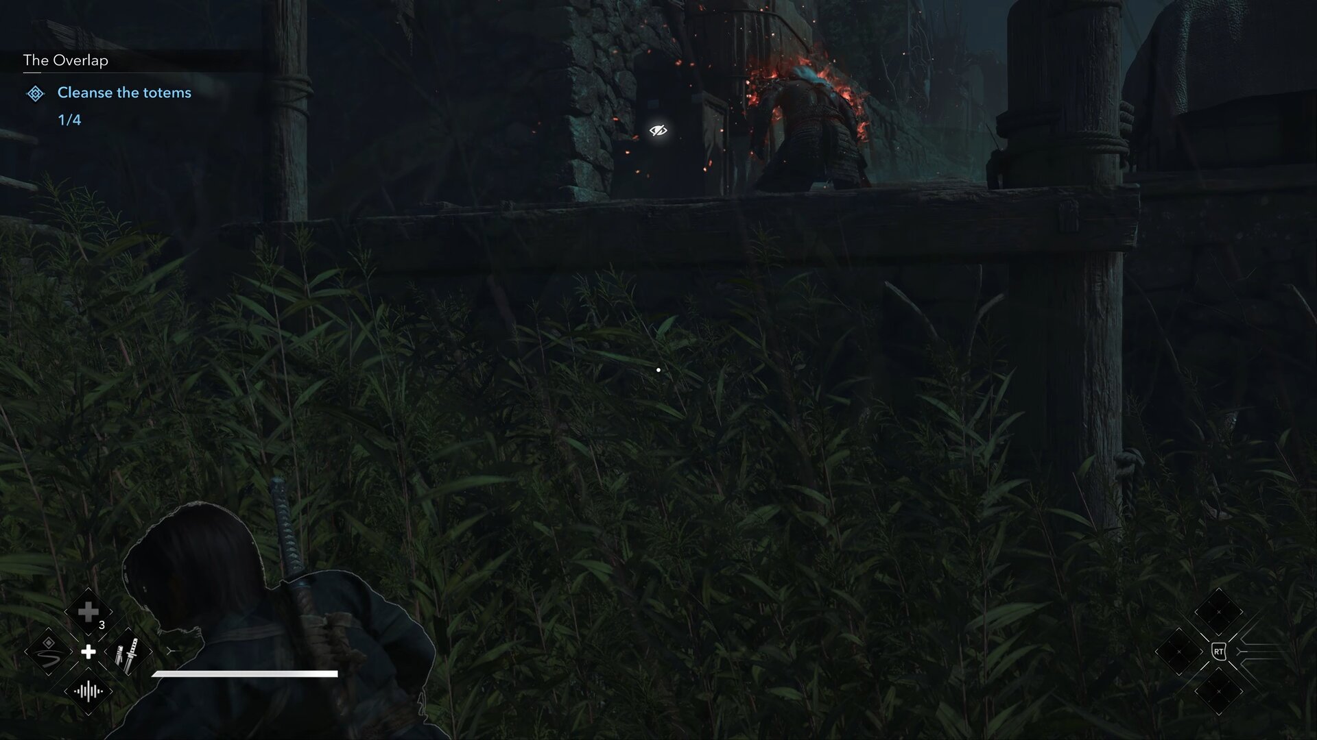 Naoe hiding from Oni