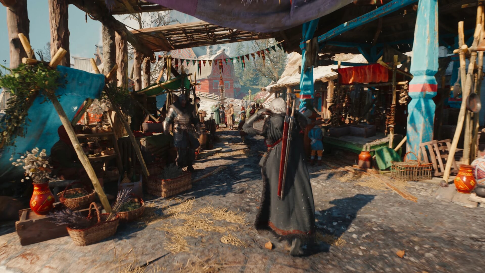 Ciri walks through the market