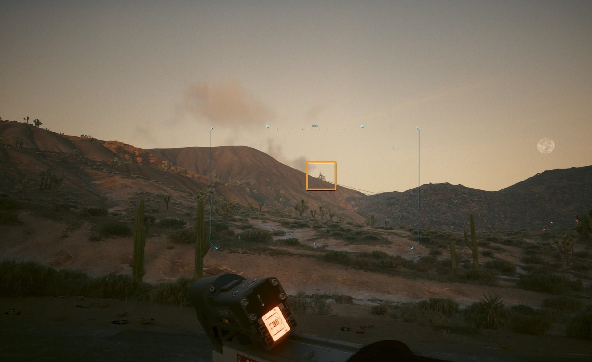 Use this landmark in the distance as target