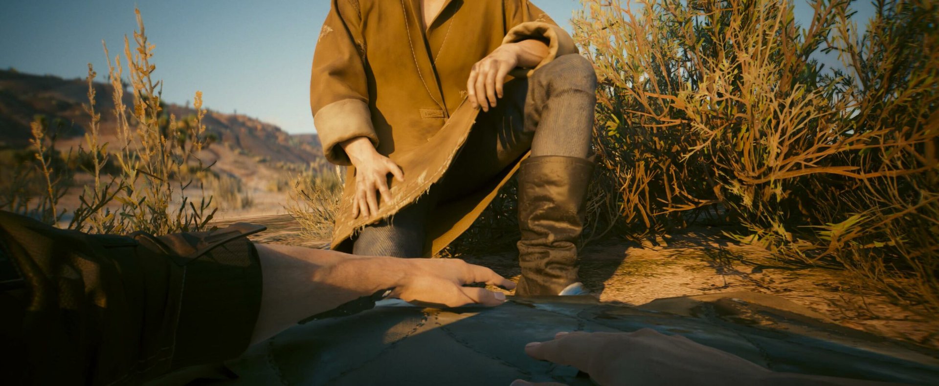 Strange person standing over V