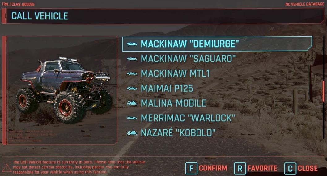 Mackinaw Demiurge in your vehicles list