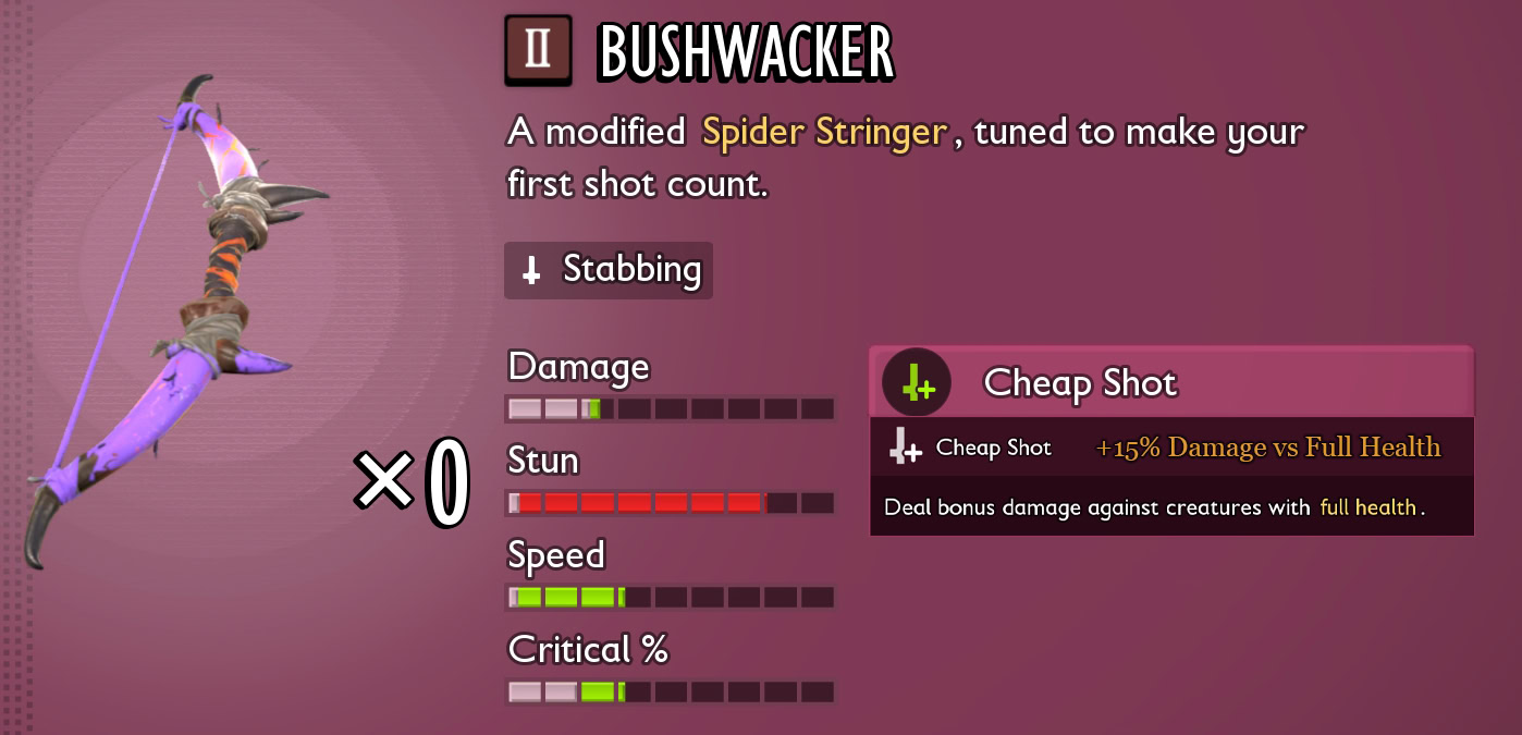 Grounded 2 - Bushwhacker Stats