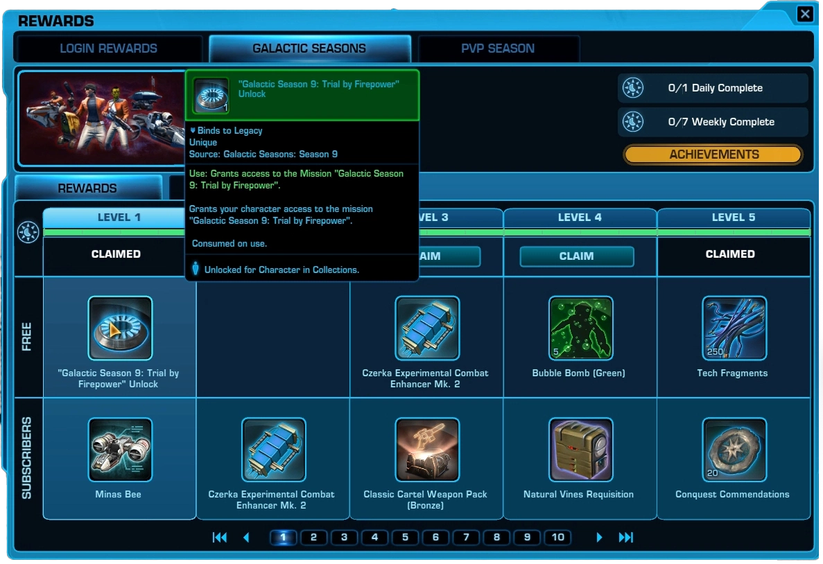 SWTOR GS9 Mission Token on the Free Track