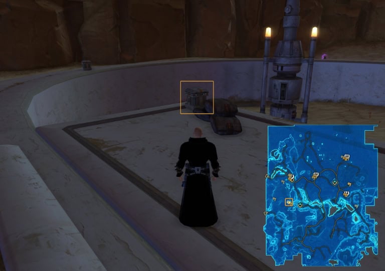 Ancient Tome location near a building example