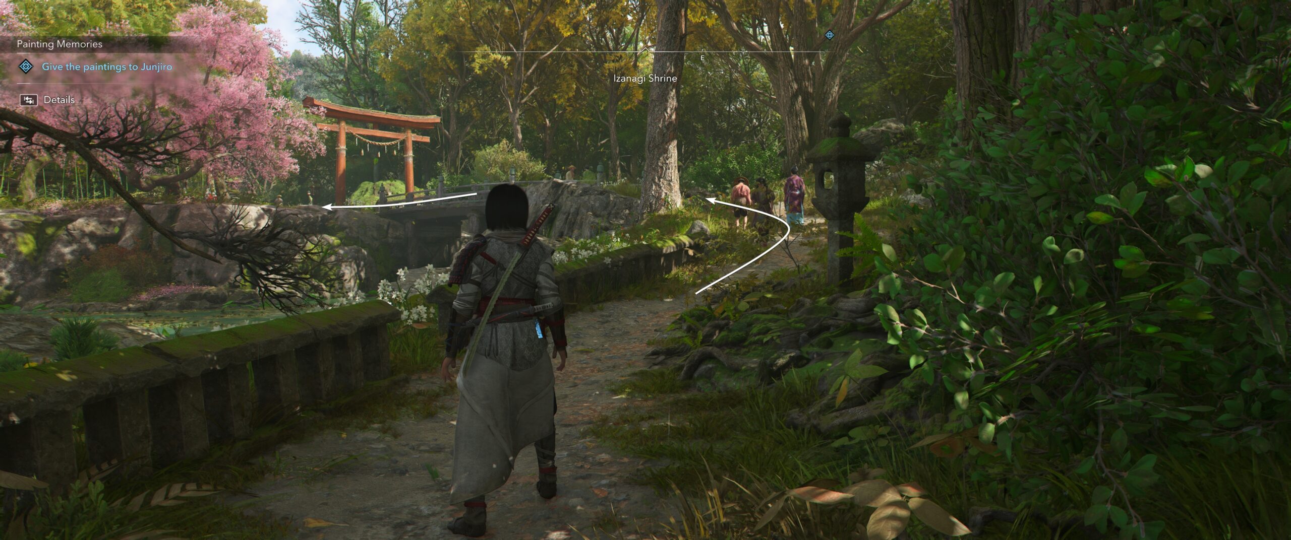 Cross the bridge near Izanagi Shrine
