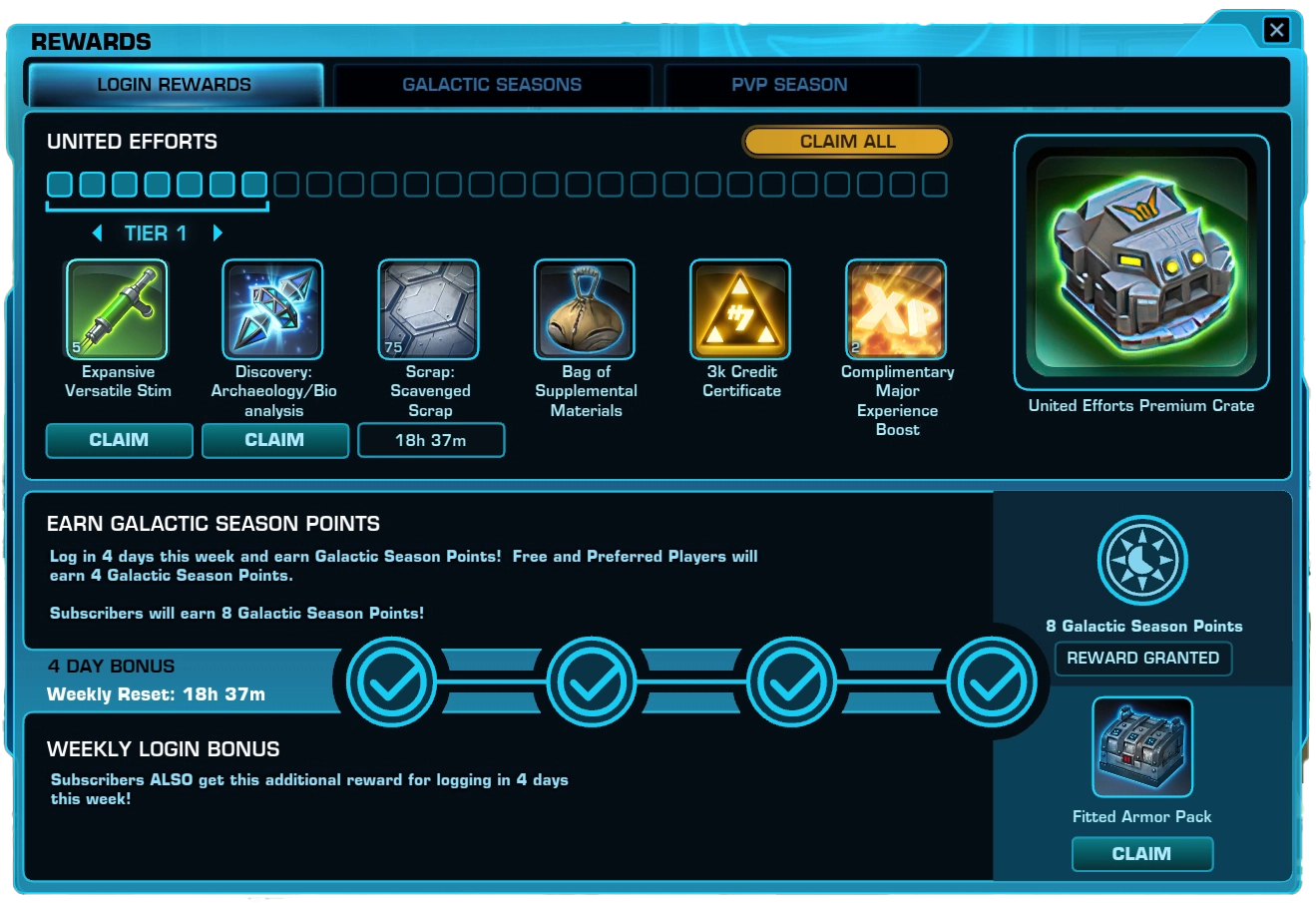 SWTOR Login Rewards Tab 7.7.1a