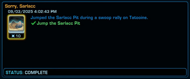 Sorry Sarlacc Achievement