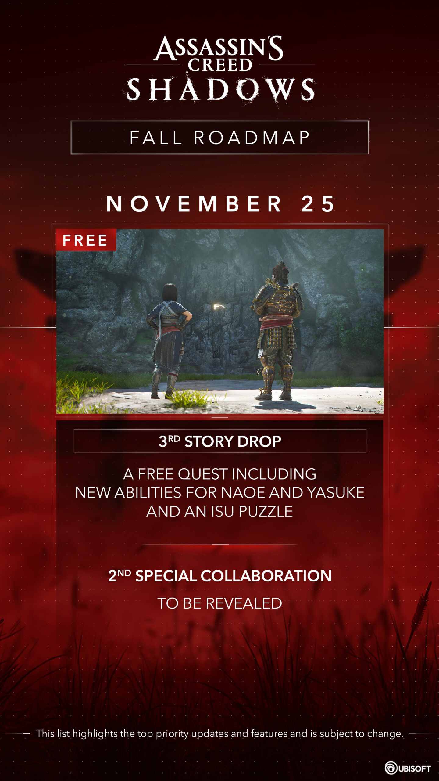 AC Shadows Fall 2025 Roadmap - November Update