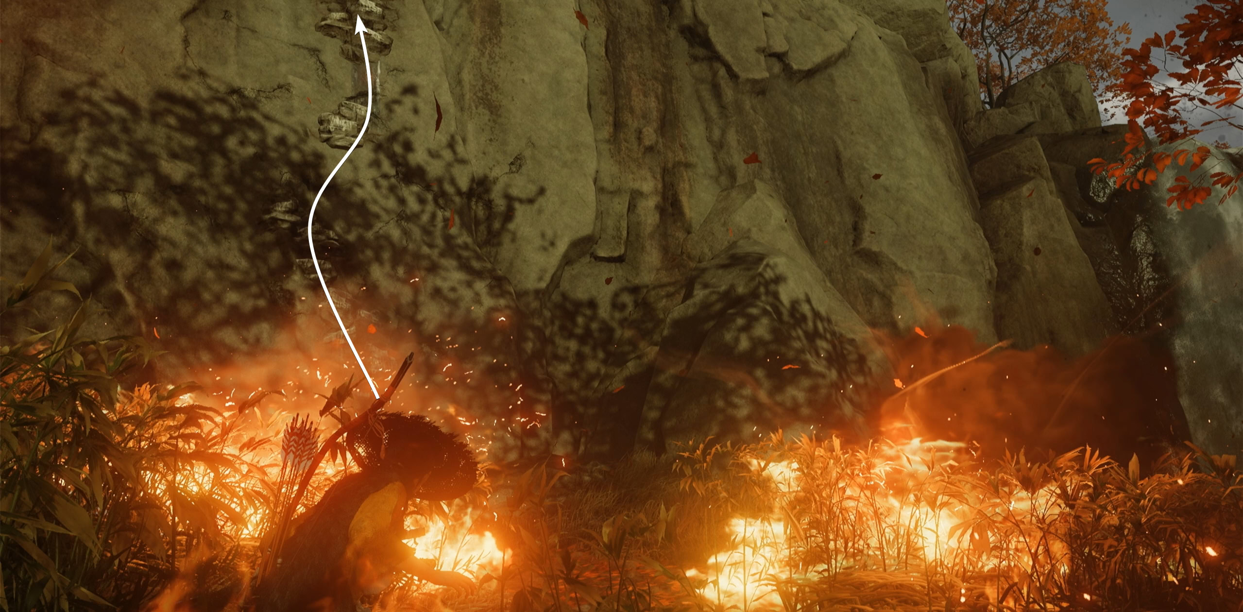 Climb the cliff to reach Goro