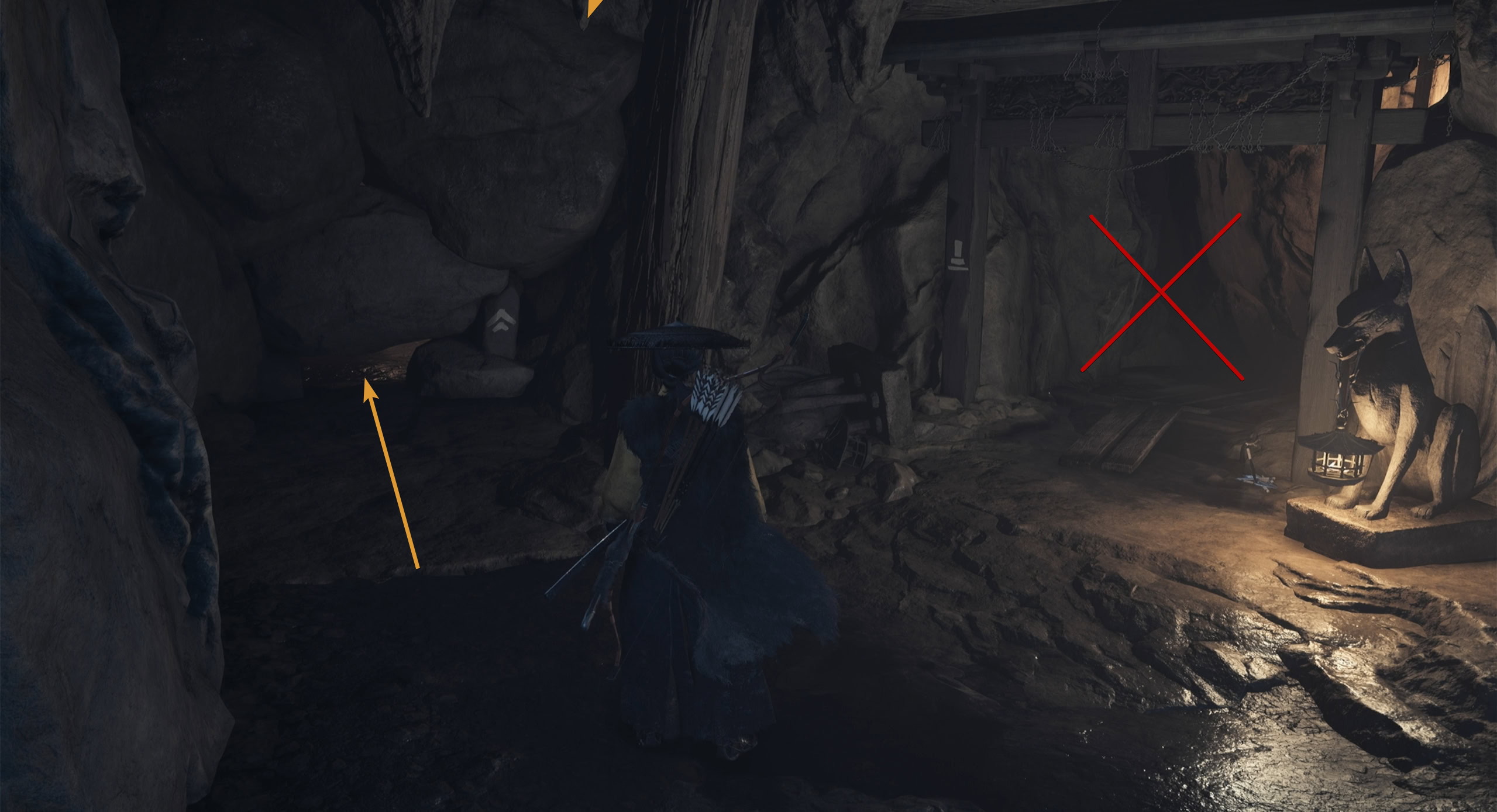Go down the left path to avoid trap secret tunnels