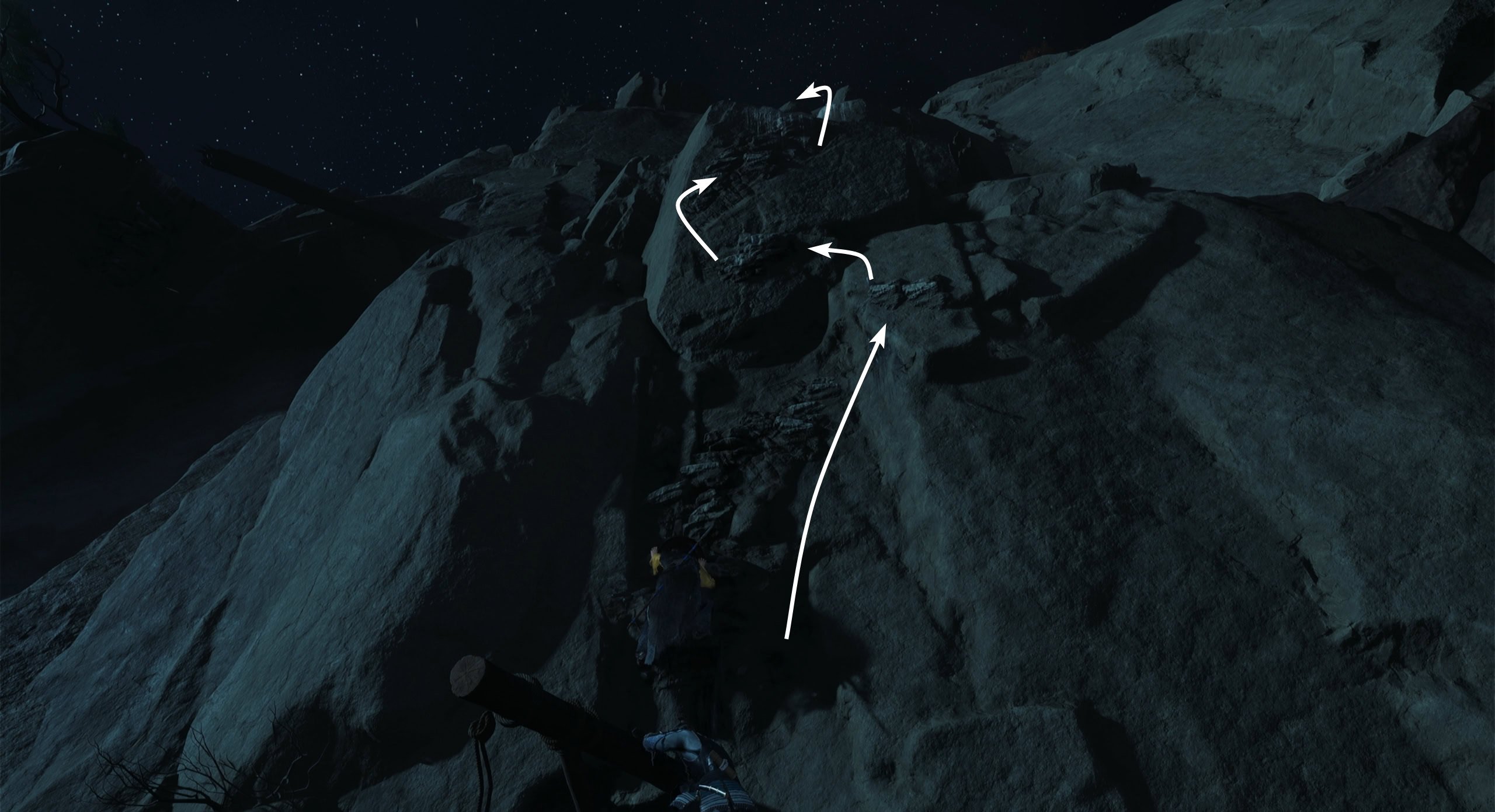 Go past the beams and platforms to the cliff