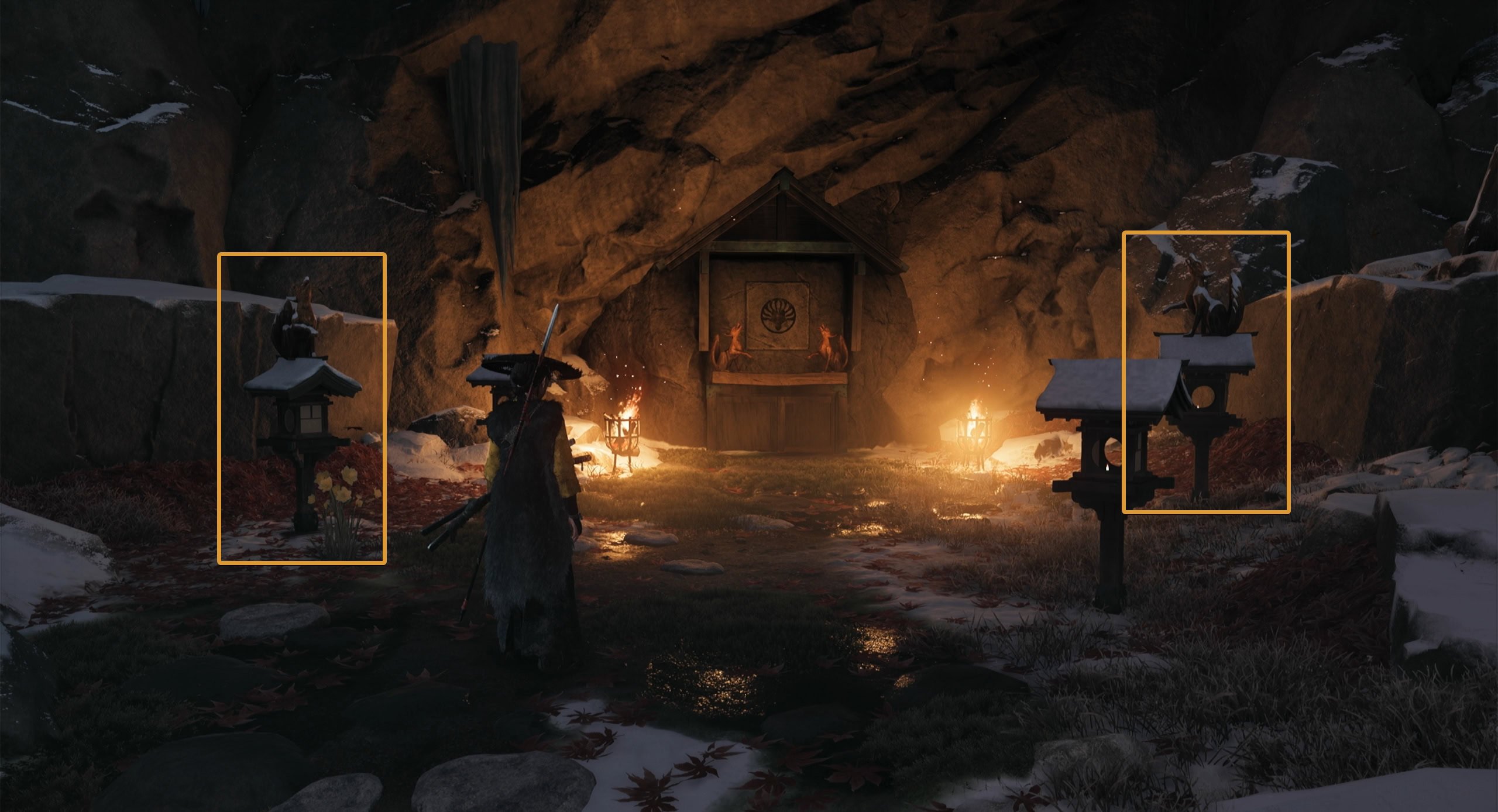 Light the two fox lanterns