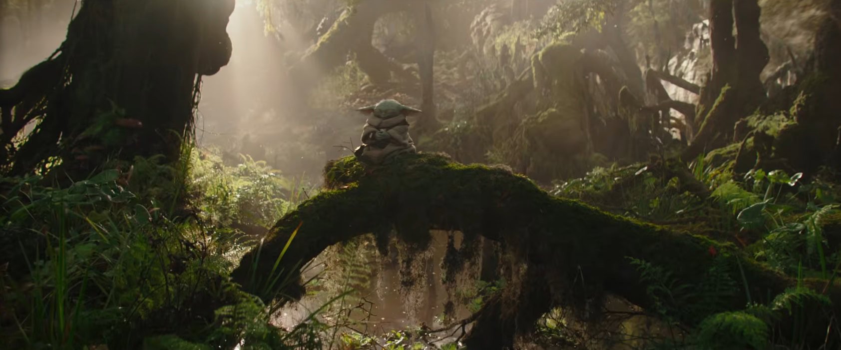 The Mandalorian and Grogu meditating
