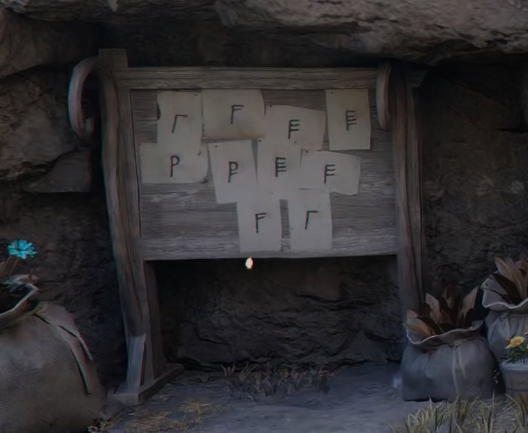 Board showing the clue to the puzzle