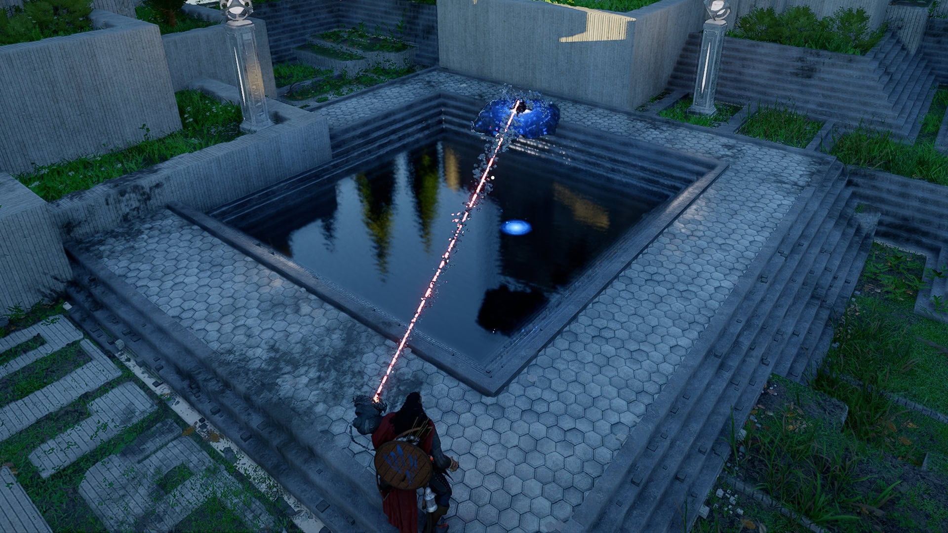 Drop it in the nearby pool of water