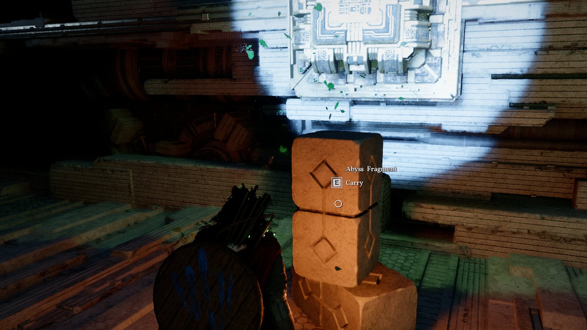 Carry the Abyss Fragment to block the door