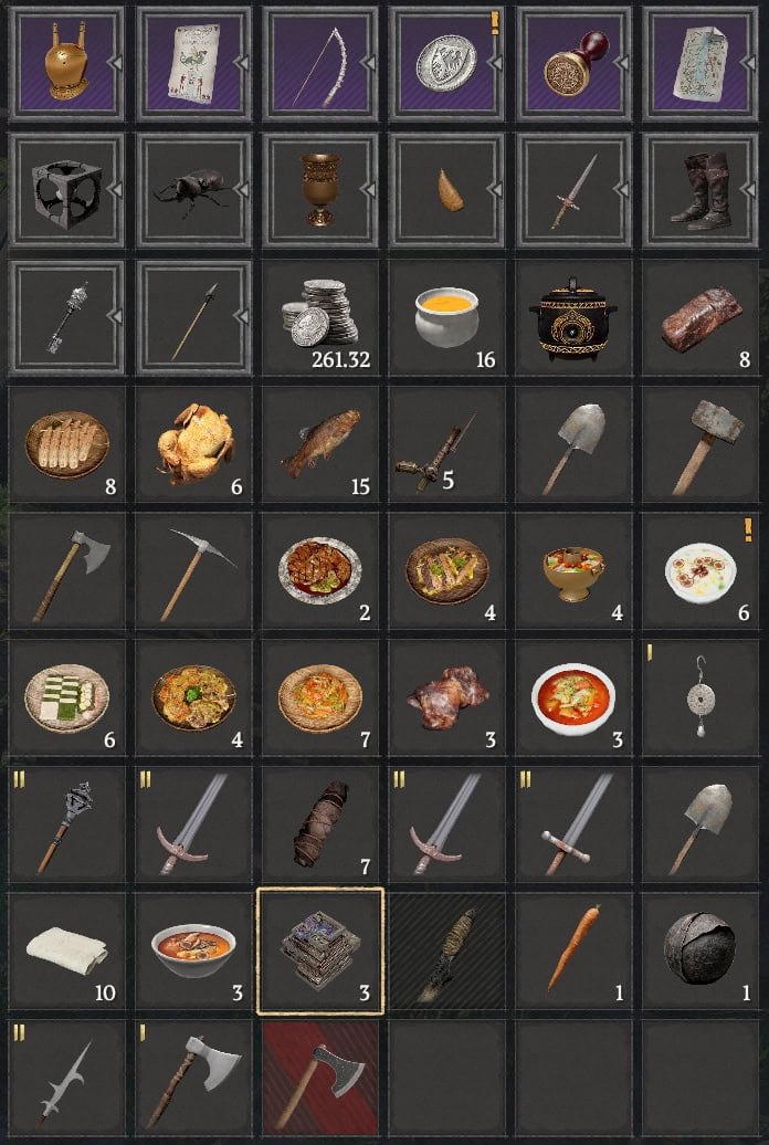 Crimson Desert Inventory with no grouping