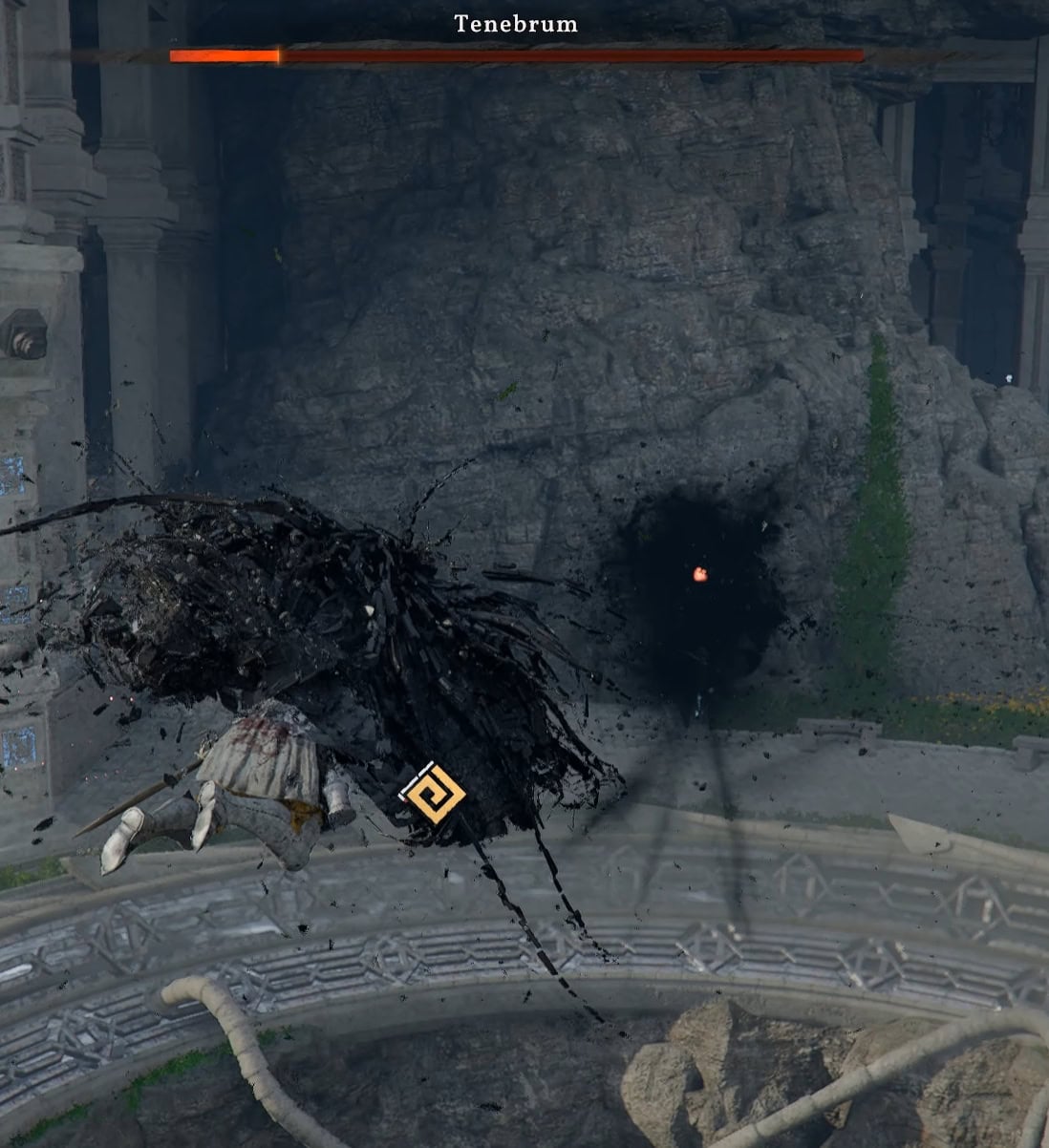 Defeat Tenebrum by flying towards it