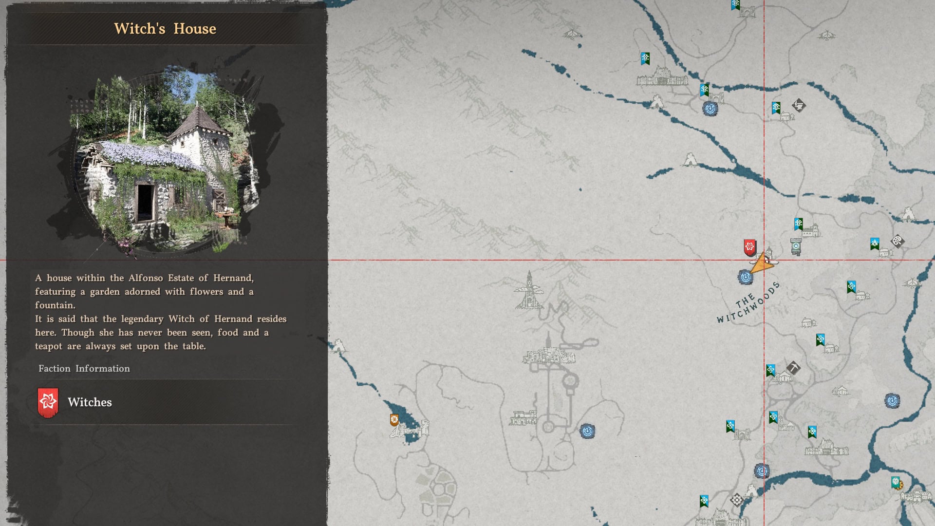 Elowen, the Red Witch location on the Map