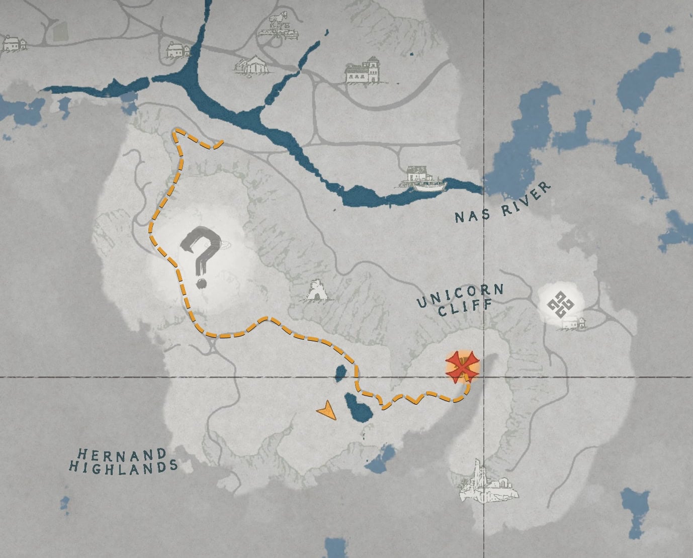 Map to Hornsplitter at Goldleaf Camp