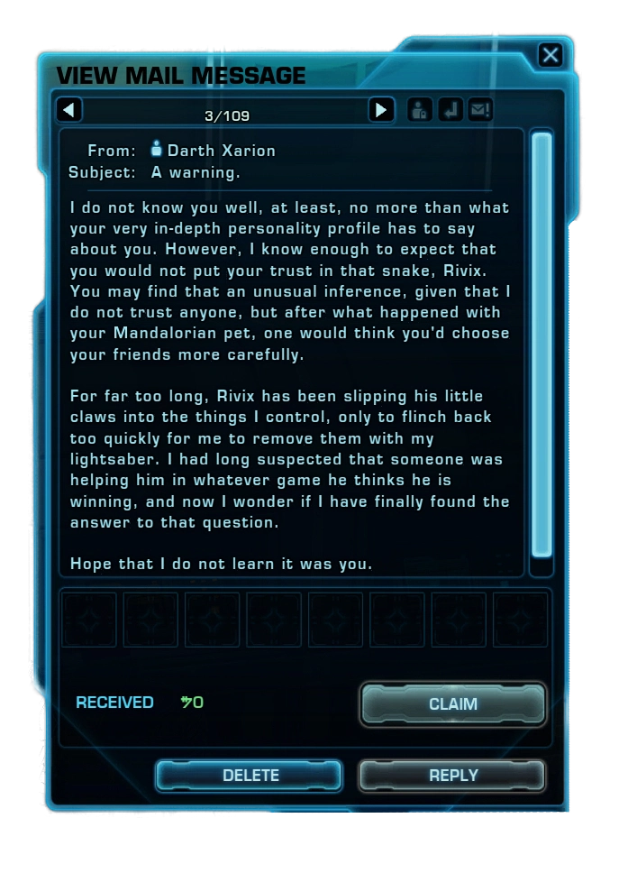Master's Enigma Mails - Darth Xarion