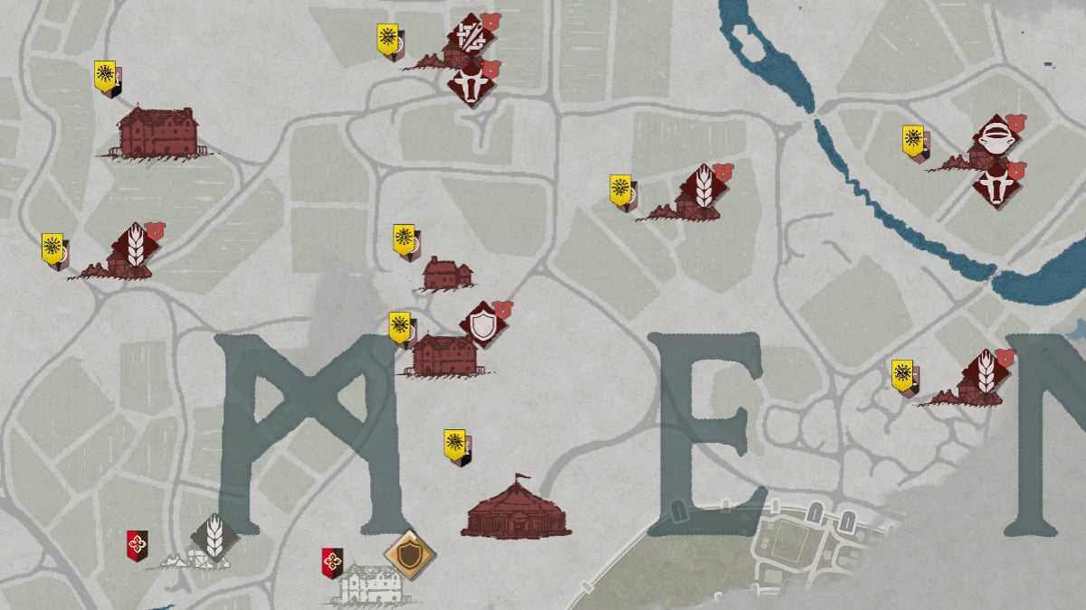 Example of the game map with occupied locations that need to be liberated