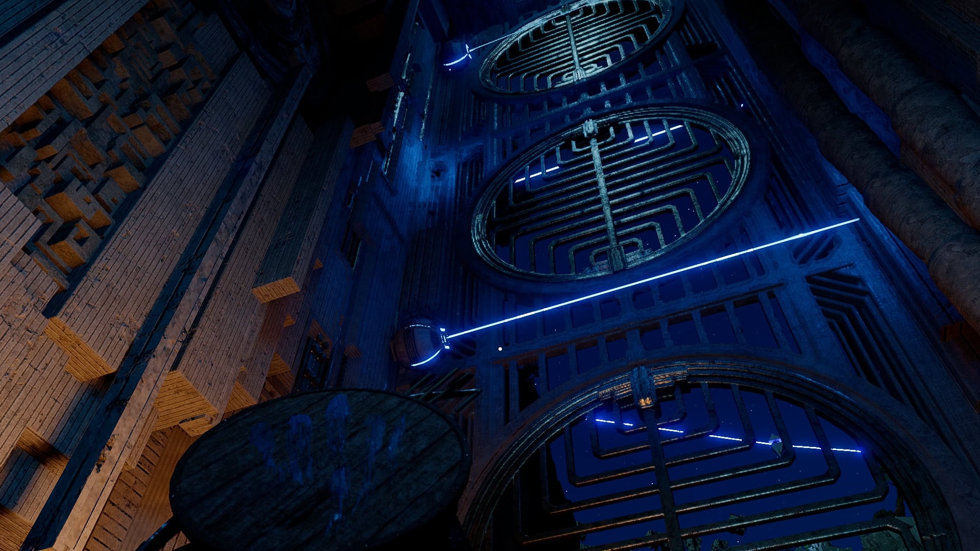 Room with grates and moving lasers