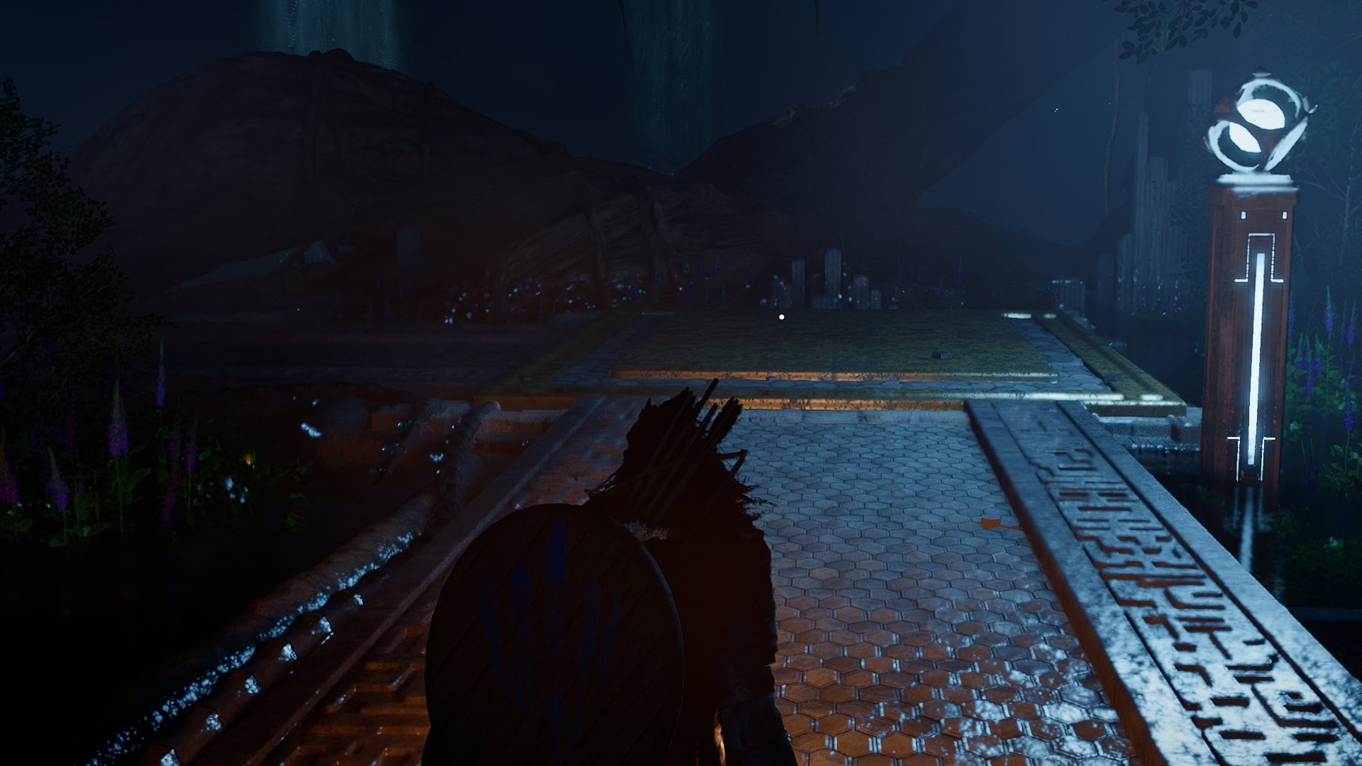 The area behind the waterfall