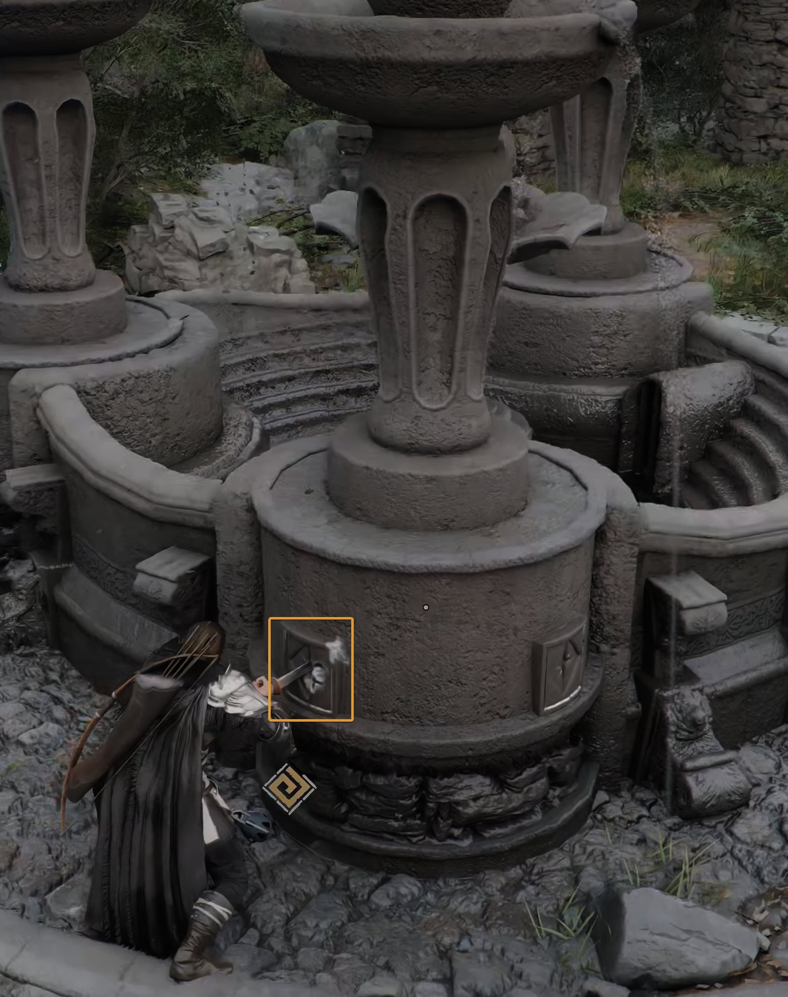 Rotating the stone fountain pillars