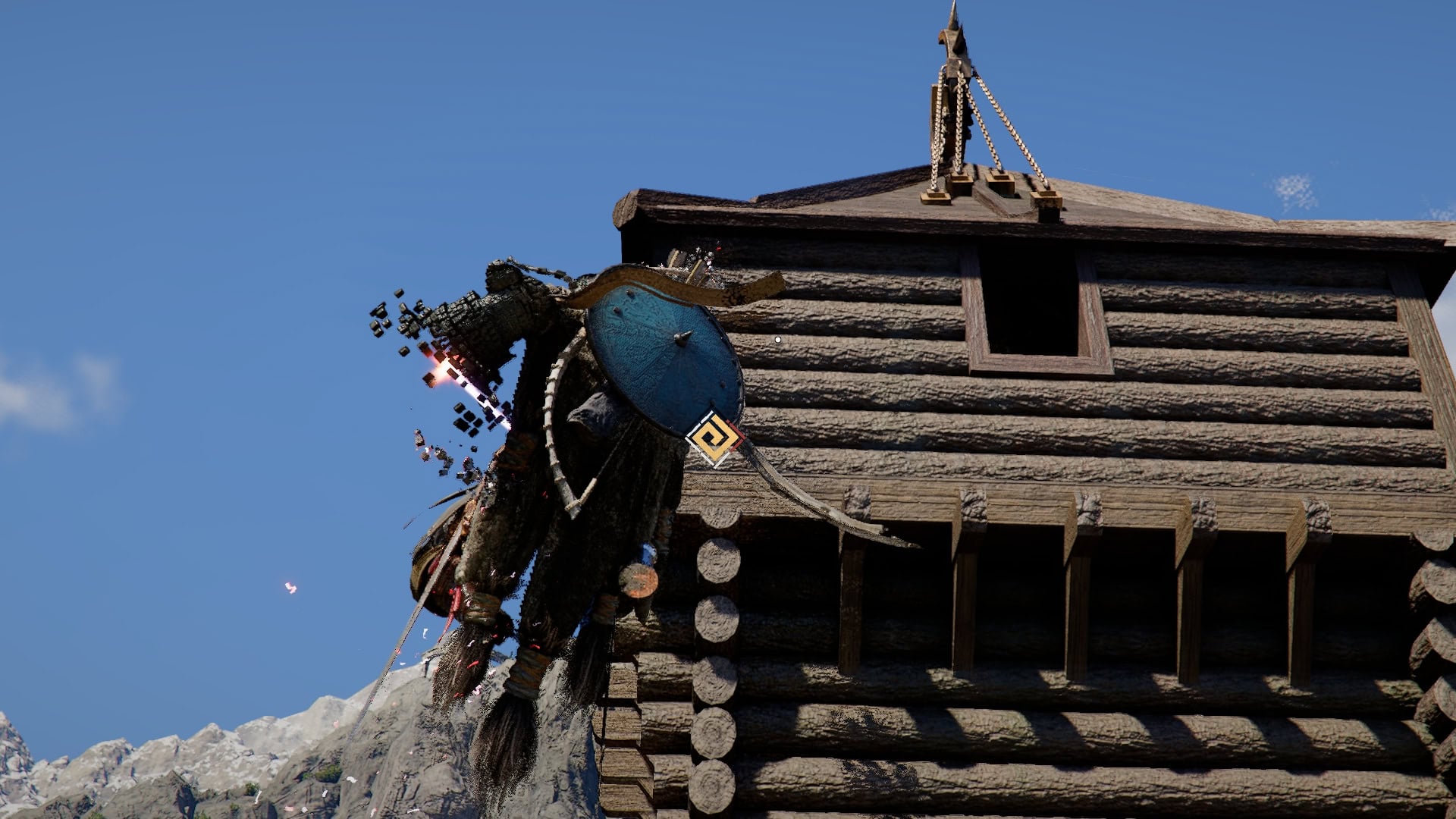 Kliff using Axiom Force for mobility, to climb a building