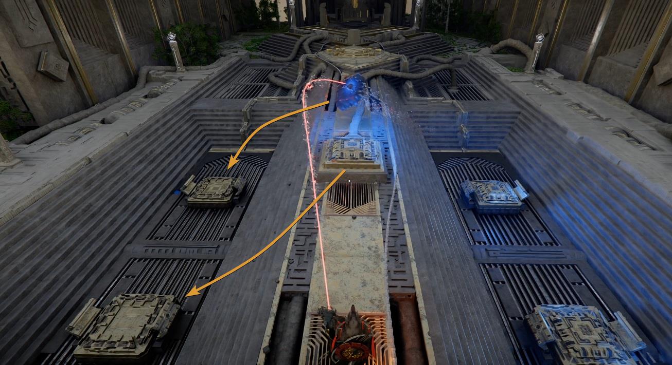 Place all power sources onto the side sockets to activate the final button