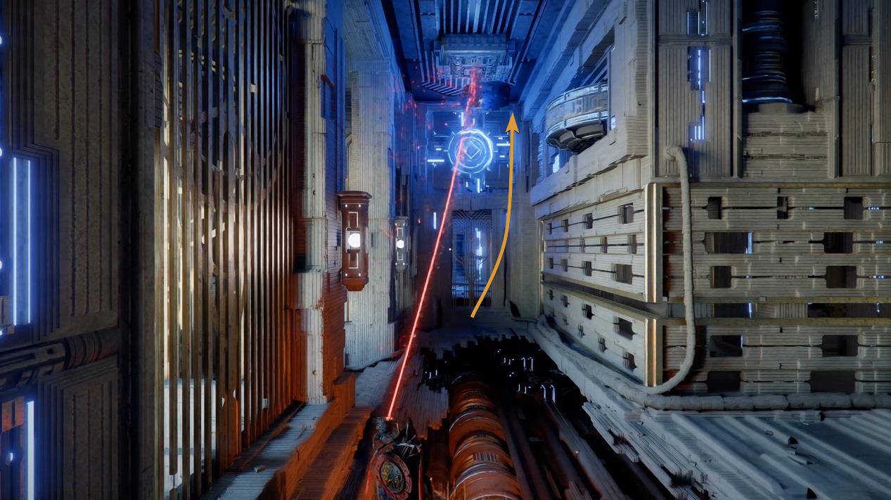 Position the item near the ceiling