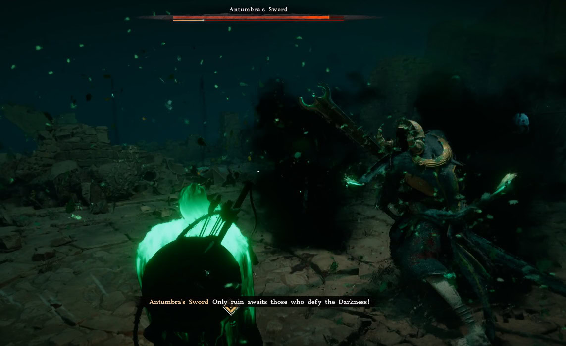 Using Focus against Antumbra's Sword boss