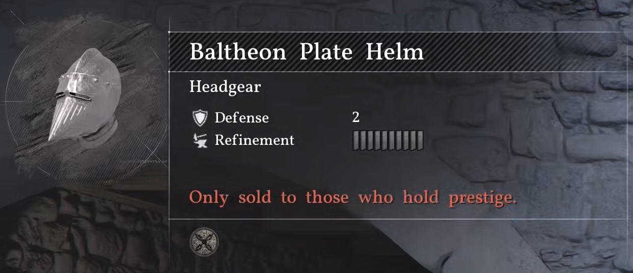 Baltheon Helmet Prestiga note