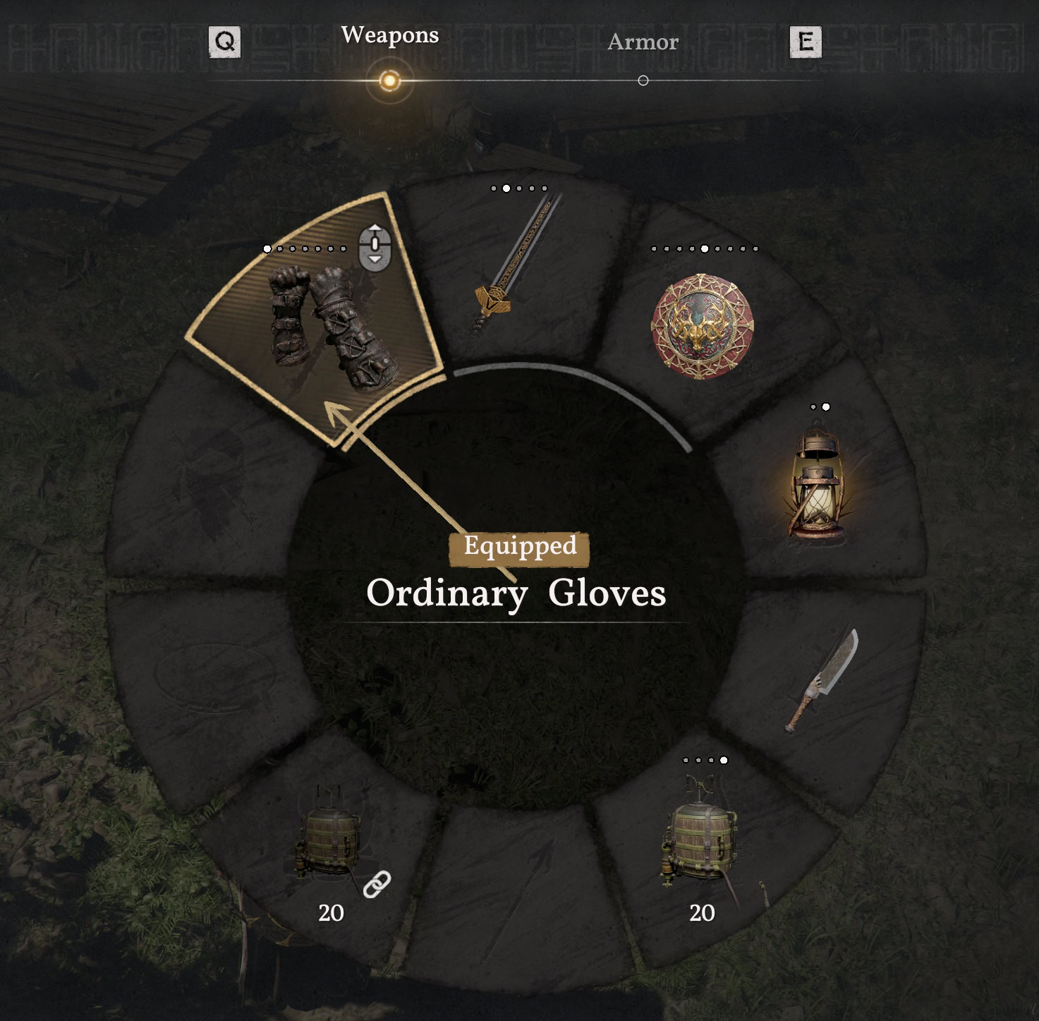 Choosing Gloves from the Weapons Wheel