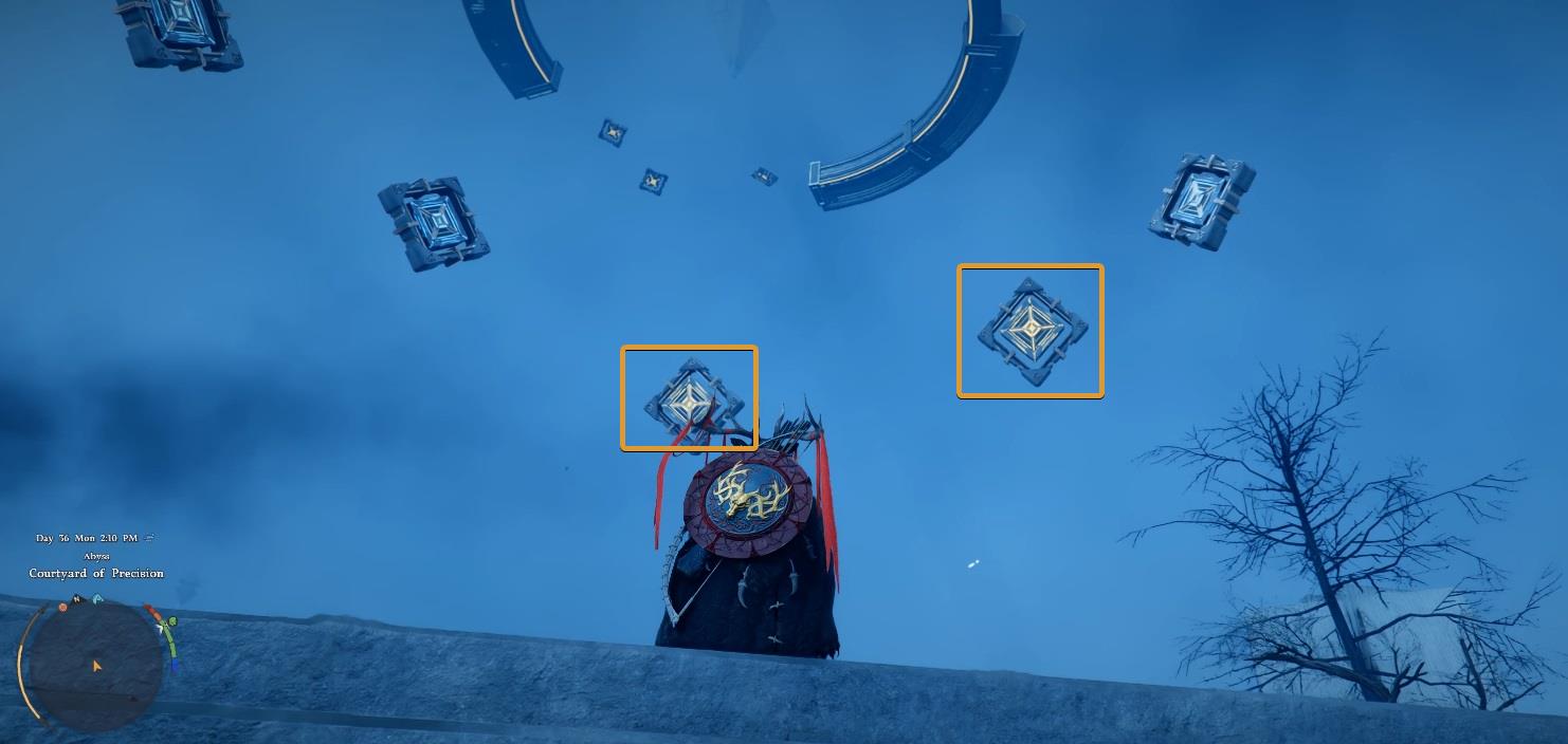 First puzzle: use Focus Shot and target the two yellow markers