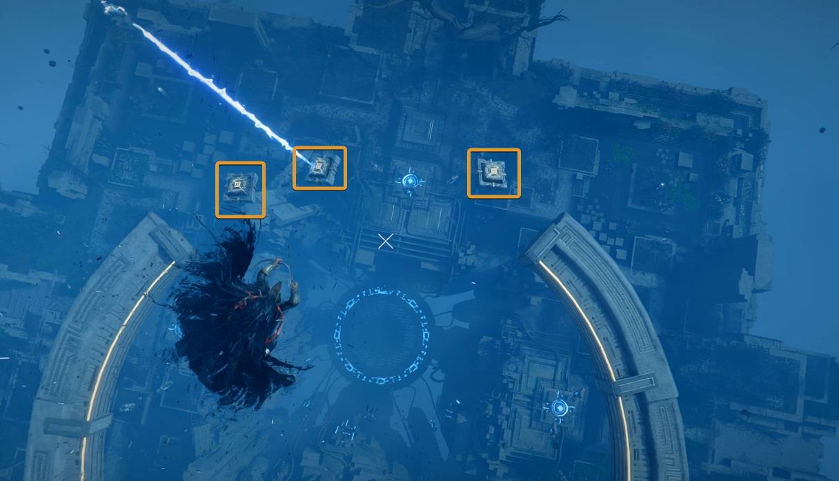 Shooting the second set of three targets mid-air