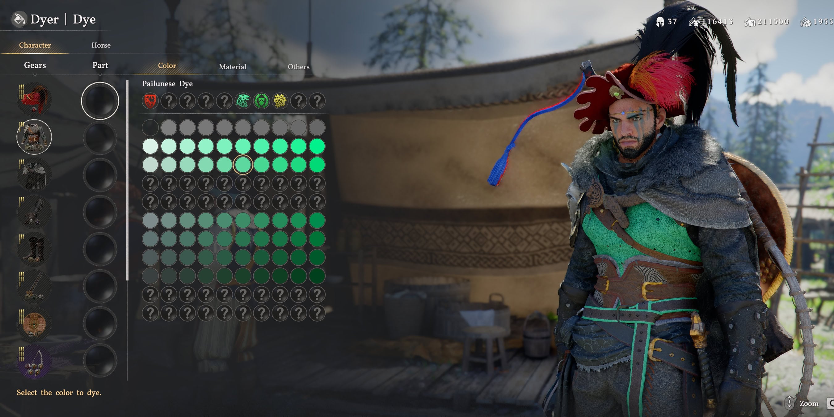 a Dyer NPC inventory UI in Crimson Desert