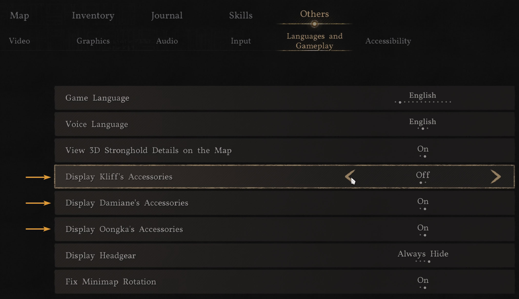 Hide Accessories option