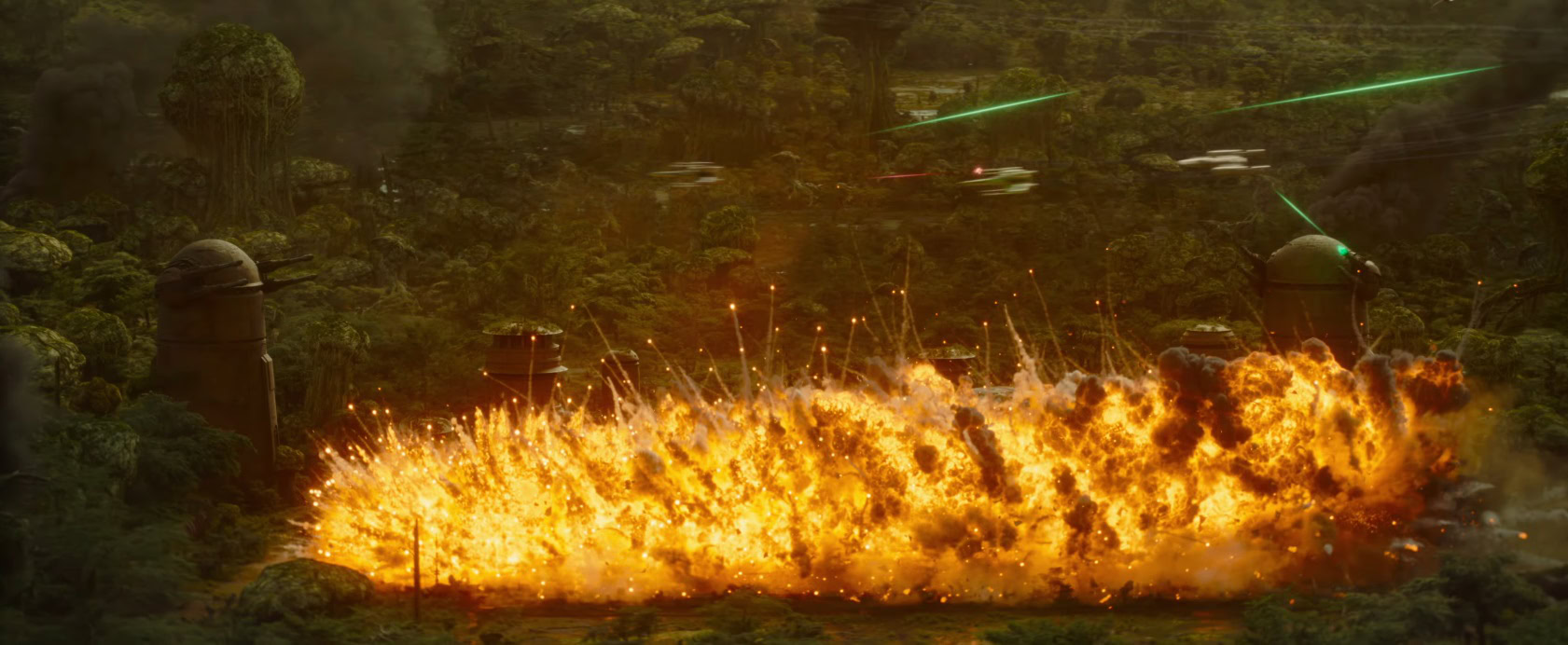 a still shot of a massive explosion from the final The Mandalorian and Grogu trailer