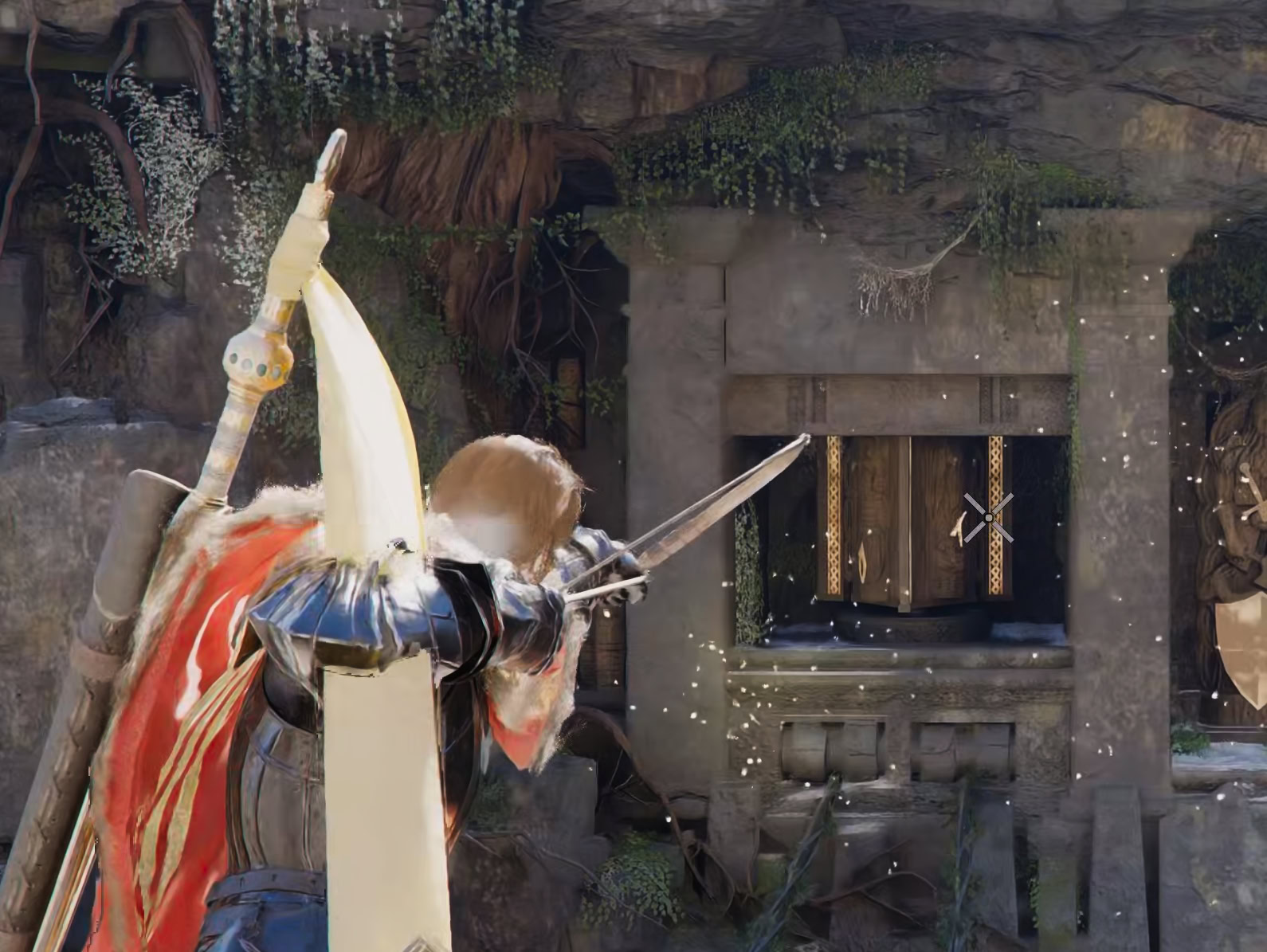 Shooting statue to spin at the edge